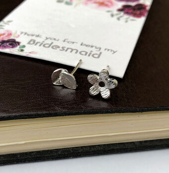 Sterling Silver Mismatched Flower And Leaf Earrings, 6 of 12