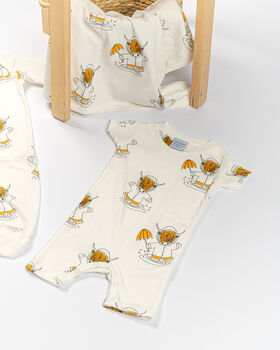 Highland Cow Short Baby Romper, 3 of 6