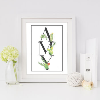 Personalised Succulent Cactus Name Print, 3 of 6