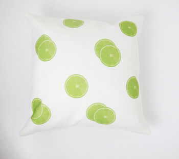 Lime Slices Linen Cushion Contemporary Fun Design, 2 of 2