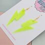 Neon Green Glitter Lightning Bolt Earrings Small And Large, thumbnail 4 of 10