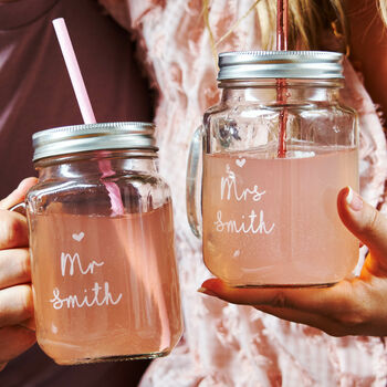 Personalised Couples Set Of Two Mason Jars, 2 of 2