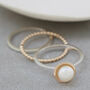 Silver And 9ct Gold Pearl Stacking Ring Set, thumbnail 6 of 7