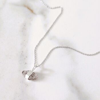 Double Terminated Herkimer Diamond Pendant Necklace, Silver, 3 of 8