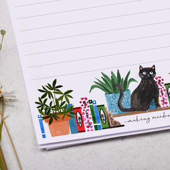 A5 Letter Writing Paper With Cat On Bookcase, 2 of 4