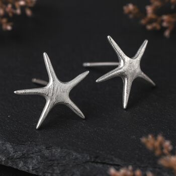 Large Sterling Silver Starfish Stud Earrings, 2 of 7