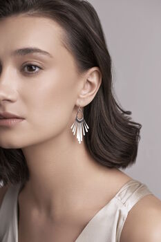 Art Deco Silver Chandelier Fringe Earrings, 2 of 5