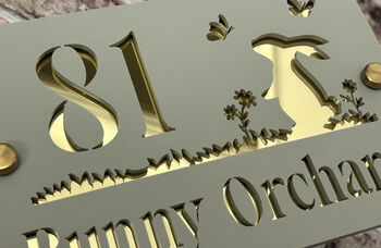 Personalised Rabbit And Butterfly Design House Acrylic Number Sign, 3 of 4