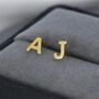 One Small Initial Letter Stud Earring In Sterling Silver, thumbnail 2 of 9