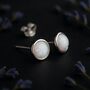 Sterling Silver White Opal Stud Earrings, thumbnail 4 of 9