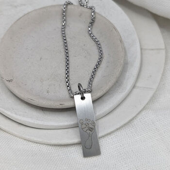 Handprint Footprint Slim Tag Steel Necklace, 3 of 6