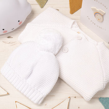 Hound Grey Bobble Hat And Cardigan Baby Gift Set, 5 of 12