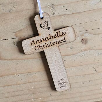 Personalised Christening Cross Hanging Decoration Card, 3 of 4