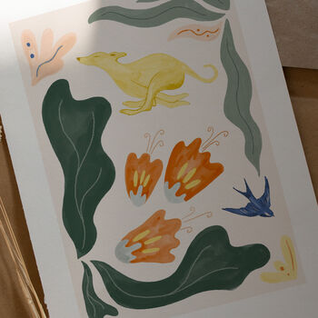 Dashing Long Dog Giclée Sighthound Print, 2 of 3