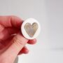 Handmade Ceramic Gold Heart Pin Brooch, thumbnail 2 of 8