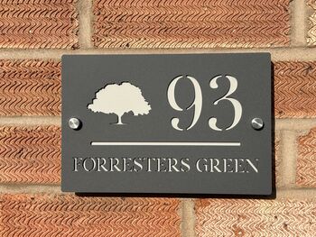 Personalised Silhouette Tree Design House Number Sign Acrylic, 5 of 11