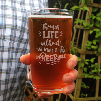 Personalised Funny Un Beerable Valentine's Pint Glass, 5 of 5