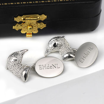 Solid Sterling Silver Pheasant Head Cufflinks, 6 of 6