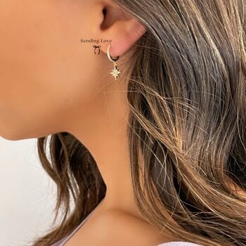 Moon And Star Huggie Earrings Christmas Gift For Her, 6 of 9