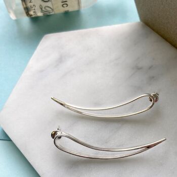 Large Pointed Teardrop Sterling Silver Drop Earrings, 2 of 6