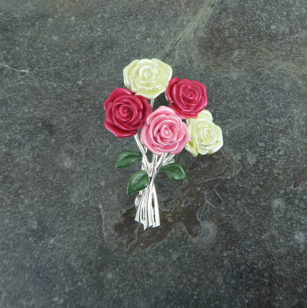 Roses Bunch Of Assorted Colours Brooch, 1 of 4
