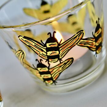 Bumblebee Hand Painted Glass Tea Light Holders, 6 of 6