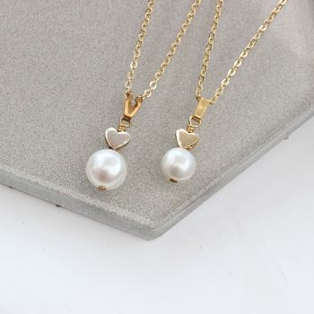 Mama Et Moi White Pearl Pendants With Heart, 12 of 12