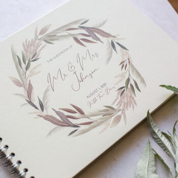 Personalised Pampas Boho Wedding Guest Book, 3 of 8