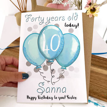 Personalised Balloons Relation 40th Birthday Card, 3 of 10