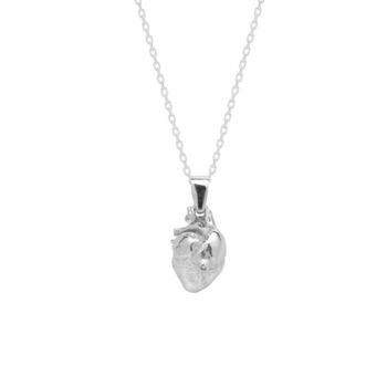 Sterling Silver Anatomical Heart Necklace, 9 of 12