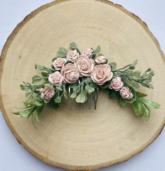 Blush Pink Flower Hair Comb, 2 of 6
