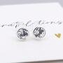 Sterling Silver April Cubic Zirconia Birthstone Stud Earrings, thumbnail 3 of 8