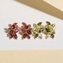 Large Red Gemstone Cluster Earrings In Sterling Silver And Gold, thumbnail 6 of 12