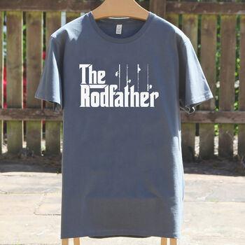 Mens Charcoal Or Navy The Rodfather T Shirt, 3 of 4