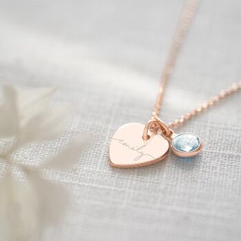 Esme Heart And Birthstone Necklace Photo Gift Set, 4 of 12