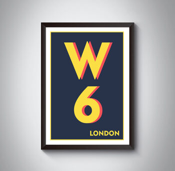 W6 Hammersmith London Postcode Typography Print, 8 of 10