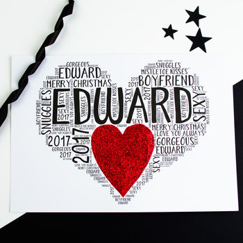 Personalised Christmas Heart Glitter Card, 2 of 6