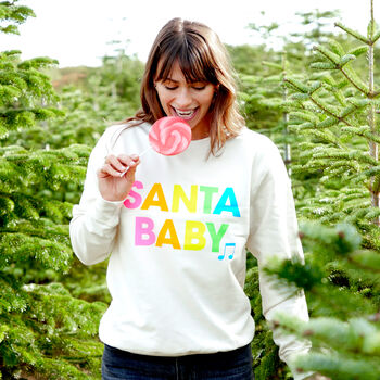 Neon Rainbow Santa Baby Christmas Sweatshirt Jumper, 2 of 6