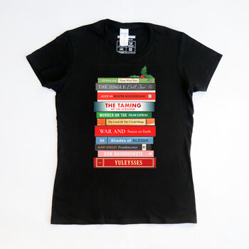 Funny Book Puns Ladies Christmas T Shirt, 4 of 4