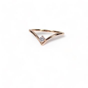 V Ring Single Cz, Rose Or Gold Vermeil 925 Silver, 4 of 10
