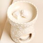 Pink Ceramic Floral Scalloped Edge Wax Burner, thumbnail 4 of 4