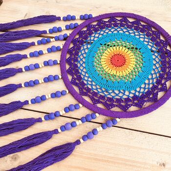 Large Deep Purple Dream Catcher Wooden Beads, 3 of 8