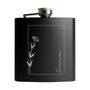 Personalised Monochrome Floral Name Black Hip Flask, thumbnail 4 of 7