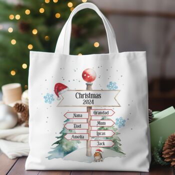 Personalised Christmas North Pole Family Tote Gift Bag, 6 of 8