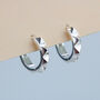 Sterling Silver Pyramid Spike Huggie Hoop Earrings, thumbnail 1 of 4