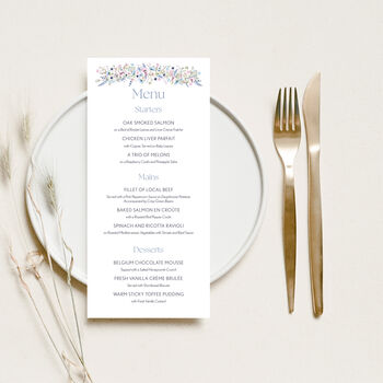 Personalised Wedding Menu With Wildflowers, 6 of 7