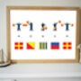 Personalised Signal And Semaphore Flags Name Print, thumbnail 1 of 6