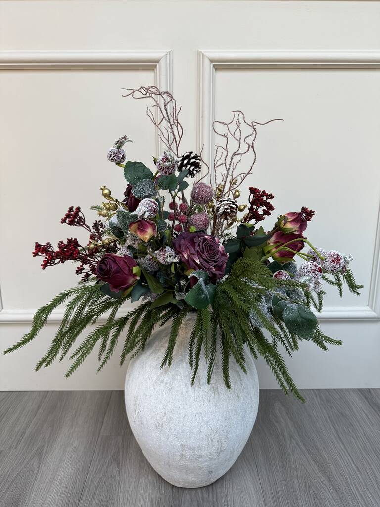 Luxury Winter Rose And Pine Frosted Bunch, 1 of 4