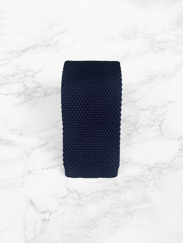Handmade 100% Polyester Knitted Tie In Navy Blue, 2 of 7