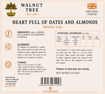 Almond Studded Medjool Date Heart Tin Gift – 270g, 5 of 7